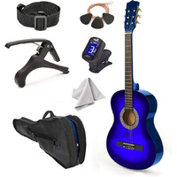 30 Left Handed Wood Guitar With Case And Accessories For Kidsgirlsboysteensbeginners (Blue Gradient))