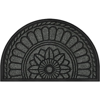 Mibao Half Round Door Mat, Non-Slip Welcome Entrance Way Rug, Durable Rubber Door Mats, Low-Profile Heavy Duty Doormat, Half Circle Rugs For Garage, Patio, High Traffic Areas, 24 X 36, Gray