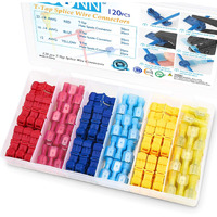 Ticonn 120Pcs T-Tap Wire Connectors, Self-Stripping Quick Splice Electrical Wire Terminals, Insulated Male Quick Disconnect Spade Terminals Assortment Kit With Storage Case (120)