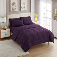 Sweet Home Collection 7 Piece Comforter Set Bag Solid Color All Season Soft Down Alternative Blanket & Luxurious Microfiber Bed Sheets, Purple, Queen