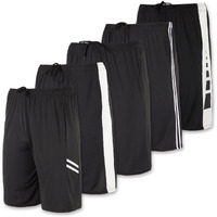 Real Essentials Mens Dry Fit Shorts Dri Active Wear Short Men Athletic Performance Basketball 9 Inch Inseam Sweat Tennis Soccer Running Essentials Gym Casual Workout Sports, Set 12, 3Xl, Pack Of 5