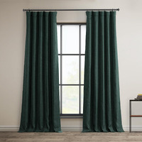 Hpd Half Price Drapes Faux Linen Room Darkening Curtains For Bedroom 50 X 96, Boch-Ln21328-96 (1 Panel), Focal Green