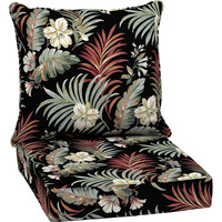 Arden Selections Outdoor Deep Seat Cushion Set, Water Repellant, Fade Resistant, Deep Seat Bottom And Back Cushion For Chair, Sofa, And Couch, 24 X 24, Simone Black Tropical