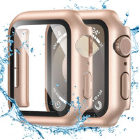 Tensea For Waterproof Apple Watch Screen Protector Case Series 9 8 7 41Mm Accessories, Iwatch Protective Pc Face Cover Built-In Tempered Glass Film, Sweatproof Bumper For Women Men, 41 Mm