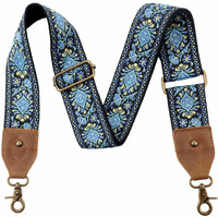 Nefelibata Purse Strap, 2\" Cowhide Head Wide Shoulder Strap Adjustable Replacement,Retro Jacquard Embroidery Multi-Pattern Crossbody Bag Straps For Handbag,Crossbody Bags(Purple Flower)