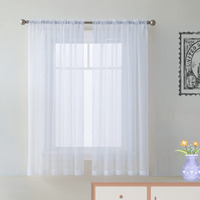 Spacedresser Basic Rod Pocket Sheer Voile Window Curtain Liners White 2 Panels 52 Width 45 Inch Long For Kitchen Bedroom Children Living Room Yard(White,52 W X 45 L)