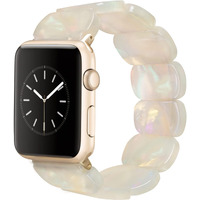 Heesch Compitable With Apple Watch White Band For Women Strectchy Resin Watchstrap For Apple Watch 38,40,41Mm Wristband Bracelet For Iwatch Se 7,6,5,4