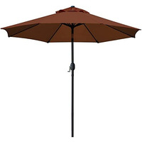 Sunnyglade 9' Patio Umbrella Outdoor Table Umbrella With 8 Sturdy Ribs(Brown)