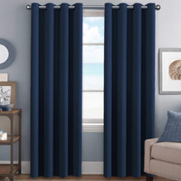 H.Versailtex Premium Blackout Room Darkening Innovated Microfiber Home Fashion Navy Curtain Panels,Antique Grommet,52 By 96 - Inch - Set Of 2