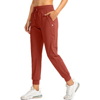 G Gradual Women\'s Joggers Pants With Zipper Pockets High Waisted Athletic Tapered Sweatpants For Women Workout Lounge (Savannah Red, Large)