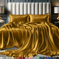 Decolure Satin Bed Sheets - 4 Piece Luxury Silky Full Size Bedding Set - Softer Than Silk, Wrinkle-Free With 15 Deep Pocket Fitted Sheet, Perfect For Hair & Skin, Gifts For Women (Gold)