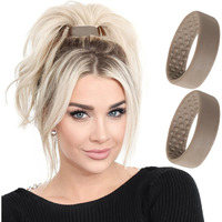 Pony-O For Fine, Medium Or Slightly Thick Hair - Original No Damage Volumizing Ponytail Hair Ties - Patented Bendable Design - Stylish Hair Accessories For Women - 2 Pack Light Brown - Medium