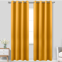 Koufall Yellow Curtains 96 Inches Long For Living Room Pair Set Of 2 Panels Grommet Room Darkening Blackout Window Curtains For Bedroom 52 X 96 Inch Length Mustard Yellow