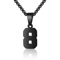 Number Necklace For Boy Black Athletes Number Stainless Steel Chain 00-99 Number Charm Pendant Personalized Sports Jewelry For Men Basketball Baseball Football(8) Over 18 Years Old