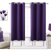 Koufall Dark Purple Window Curtains For Bathroom 2 Panels Set Room Darkening Small Short Blackout Curtains For Bedroom Kitchen 45 Inch Length,Royal Grape