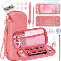 Innoaura Switch Lite Case 15 In 1 Switch Lite Accessories Bundle With Switch Lite Carrying Case, Switch Game Case, Switch Lite Screen Protector, Switch Stand, Switch Thumb Grips (Coral)