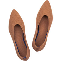 Frank Mully Womens Pointed Toe Flats Knit Dress Shoes Comfort Women Shoes Slip On Shoes For Woman Classic Softable Shoes Low Wedge Fawn, 5