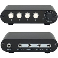 Tenealay 4-Way 3.5Mm Stereo Audio Switch Input Signal Source Switcher Selector Splitter Box With Line Volume Controller (4 In 1 Out / 1 In 4 Out) -Mc41