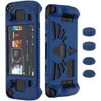 Suihuoji Steam Deck Standing Protective Case, Thickening Silicone Accessories Protector, Soft Cover Skin Shell With 2 Pairs Thumb Grips, Full Protection Kit To Anti-Slip For Valve Stream Deck (Blue)