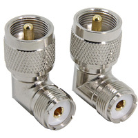 Pl259 Right Angle, 2-Pack Uhf Male To Female Rf Coax Connector Adapter, 90 Degree Elbow For Cb Ham Radio Antenna, Coaxial Cable
