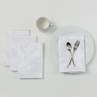 Benson Mills Harmony Scroll Woven Damask Fabric Set Of 4 Napkins, Everyday, Parties, Special Occasions, Weddings And Holiday Cloth Napkins (18" X 18" Napkins, White)