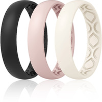 Thunderfit Women Breathable Eternity Pattern Silicone Wedding Rings Anniversary Bands 4Mm Wide 1.5Mm Thick - 1/2/3/4/5/6/7/8/9/10/12 Variety Multipack
