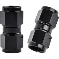 Evil Energy 8An Female To 8An Female Straight Swivel Coupler Union Fitting Adapter Aluminum Black 2Pcs
