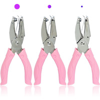 Cheemuii 3 Pieces Metal Handheld Paper Punch Single-Hole Tag Punch Set With Plastic Handle For Circle Holes For Diy Craft Tag