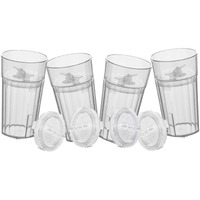 Reflo Smart Cup (Clear 4-Pack) Open Training Cup, Toddler Cup, No Suction 6Oz, 360 Control-Flow, Usa Made Premium High-Impact Plastic