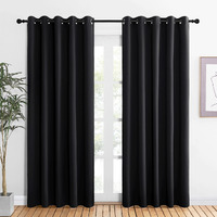 Nicetown Halloween Blackout Draperies Window Curtain Panels, Autumn/Winter Thermal Insulated Solid Grommet Blackout Curtains/Drapes For Cafe (Set Of 2, 60 Inches By 84 Inches, Black)