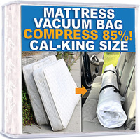 Mattress Vacuum Bag, Sealable Bag For Memory Foam Or Inner Spring Mattresses, Compression And Storage For Moving And Returns, Leakproof Valve And Double Zip Seal (Cal-King)