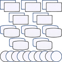 30 Pieces Sublimation Patches Fabric Iron-On Blank Patches 3 Shapes Repair Embroidery Sublimation Blank Hat Embroidery For Diy Crafts, Caps Clothes Shoes Bags Backpacks Uniforms(Black And Blue Frame)