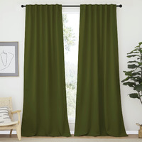 Nicetown Living Room Blackout Christmas Curtains And Draperies, Olive Green, 52 Inches Wide By 95 Inches Long, Set Of 2, Thermal Insulated Window Drape Panels For Bedroom