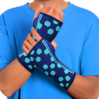 Sparthos Wrist Support Sleeves (Pair) - Compression Wrist Brace For Men And Women - Carpal Tunnel Tendonitis Arthritis Pain Relief For Sports Injuries Arthritic Wrists Palm Hand Pain Rsi (Blue-M)