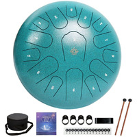 Yasisid Steel Tongue Drum 12 Inches 15 Notes Musical Instruments, Handpan Drum Percussion Instrument With Soft Bag, Music Book And 2 Mallets For Meditation Or Yoga (Green)