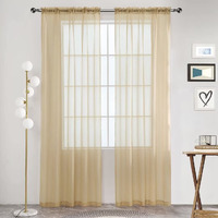 Spacedresser Sheer Voile Window Treatment Rod Pocket Curtain Panels For Kitchen Bedroom Living Room Drapes Sunlight Filtering Privacy Semi Home Decor Assorted (Beige, 52 W X 45 L)