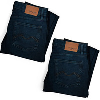 Urban Star Mens Jeans Relaxed Fit 2-Pack - Straight Leg Stretch Jeans For Men - Ultimate Comfort Superflex Pants Dark Blue Bundle 32W X 32L