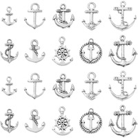Kitbeads 100Pcs 10 Styles Nautical Anchor Charm Alloy Tibetan Rudder Charm Sailor Anchor Charms For Jewelry Making Bracelets