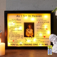 Woodexpe Sympathy Gift 8\" X 10\" Led Memorial Shadow Box Keepsake Picture Frame Memorial Gifts For Loss Of Loved One 2X3 Photo (As I Sit In Heaven Black)