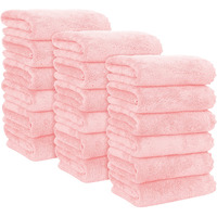 Moonqueen 18 Pack Premium Hand Towels - Quick Drying - Microfiber Coral Velvet Highly Absorbent Towels - Multipurpose Use As Hotel, Bathroom, Shower, Spa, Hand Towel 16 X 28 Inches (Pink)