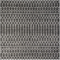 Jonathan Y Smb108F-5Sq Ourika Moroccan Geometric Textured Weave Indoor Outdoor Bohemian Rustic Scandinavian Area Rug,High Traffic,Kitchen,Living Room,Backyard,Non Shedding,5 Square,Blackgray