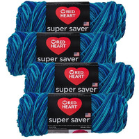 Red Heart Super Saver Yarn (4-Pack Of 5Oz Skeins) (Macaw)