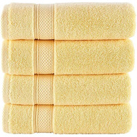 Nova Luxury Linen - Hotel Quality Turkish Towel Set For Bathroom (4 Pcs Washcloth Set, Sunlight Yellow)