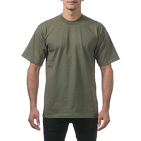 Pro Club Men's Heavyweight Cotton Short Sleeve Crew Neck T-Shirt, Olive, Large