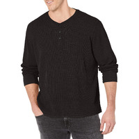 Wrangler Authentics Men's Long Sleeve Waffle Henley, Caviar, X-Large