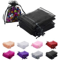 Motyawn 100Pcs Organza Gift Bags 2X3 Inch Black Sheer Drawstring Gift Bags Jewelry Pouches Wedding Party Christmas Favor Gift Bags, Little Mesh Gift Pouches Mini Candy Bags For Small Presents Earrings