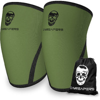 Knee Sleeves (1 Pair) With Gym Bag - Ipf Approved - Knee Compression Sleeve Support For Squats, Weightlifting, And Powerlifting - Gymreapers 7Mm Neoprene Sleeves - 1 Year Warranty (Military Greenblack, Xx-Large)