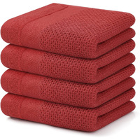 Homaxy 100% Cotton Waffle Weave Kitchen Towels, 13 X 28 Inches Super Absorbent And Machine Washable Dish Towels For Drying Dishes, 4-Packs, Red
