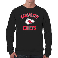 Team Fan Apparel Nfl Gameday Adult Crewneck Sweatshirt, Lightweight Tagless Pullover Pro Football Sweatshirt (Kansas City Chiefs - Black, Adult X-Large)