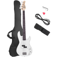 Glarry Electric Bass Guitar Full Size 4 String Rosewood Basswood Fire Style Exquisite Burning Bass (White)